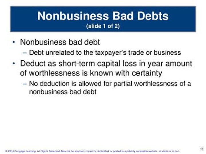 Can you deduct nonbusiness bad debt?