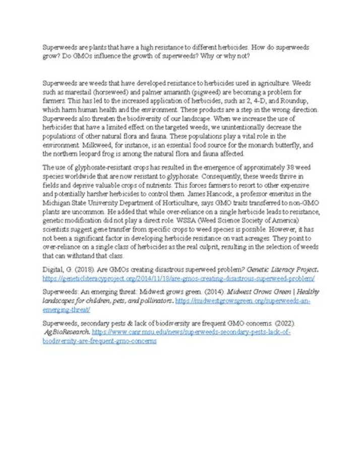 Do gmos influence the growth of superweeds?