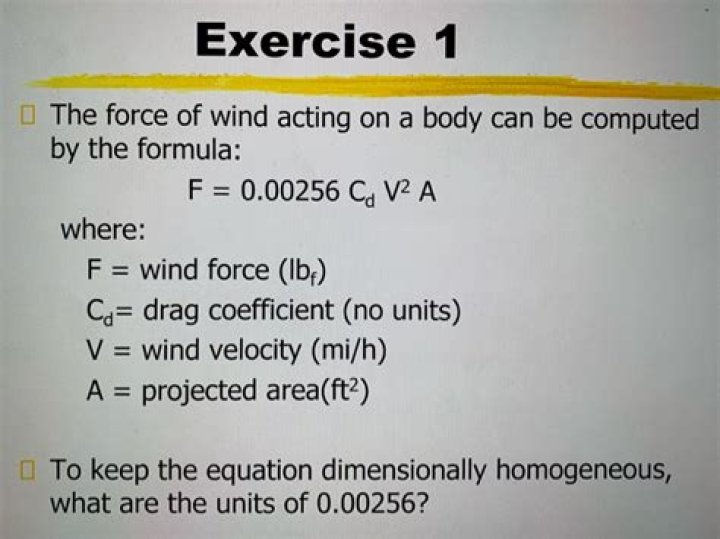 Formula for wind force?