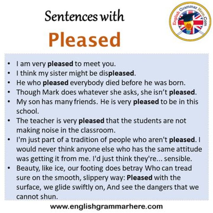 How do you use pleased in a sentence?