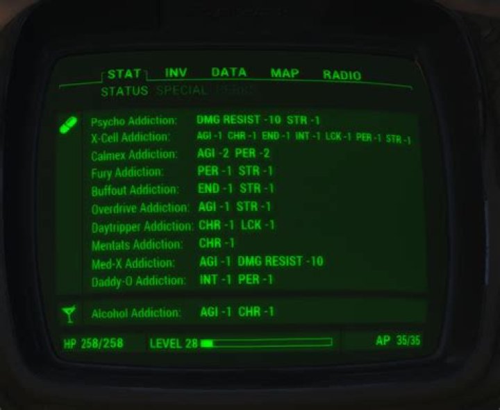 How many chem addictions are in Fallout 4?