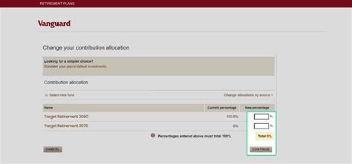 How to change allocations in vanguard?