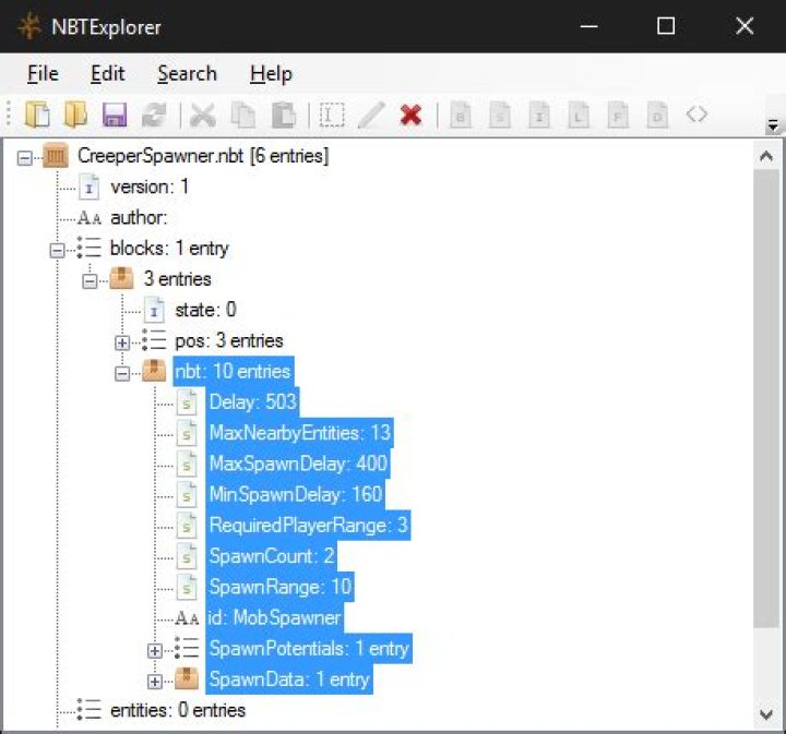 How to create an NBT file for a spawner in minecraft?