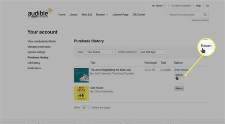How to return a book on audible?