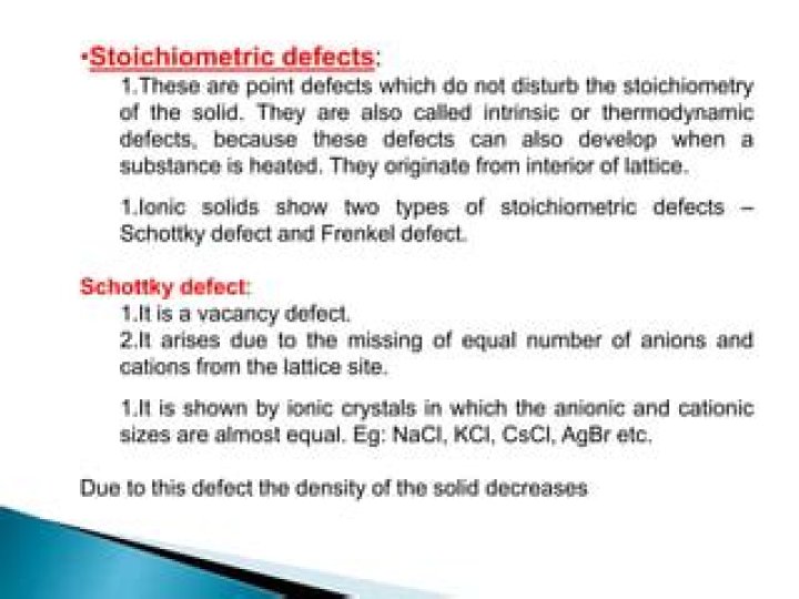 Is schottky defect stoichiometric?