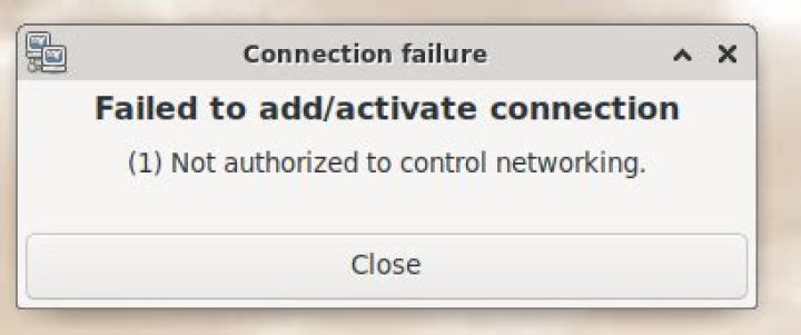 Not authorized to control networking