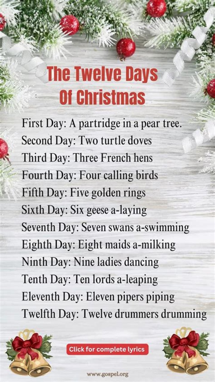 On the twelfth day of christmas song?