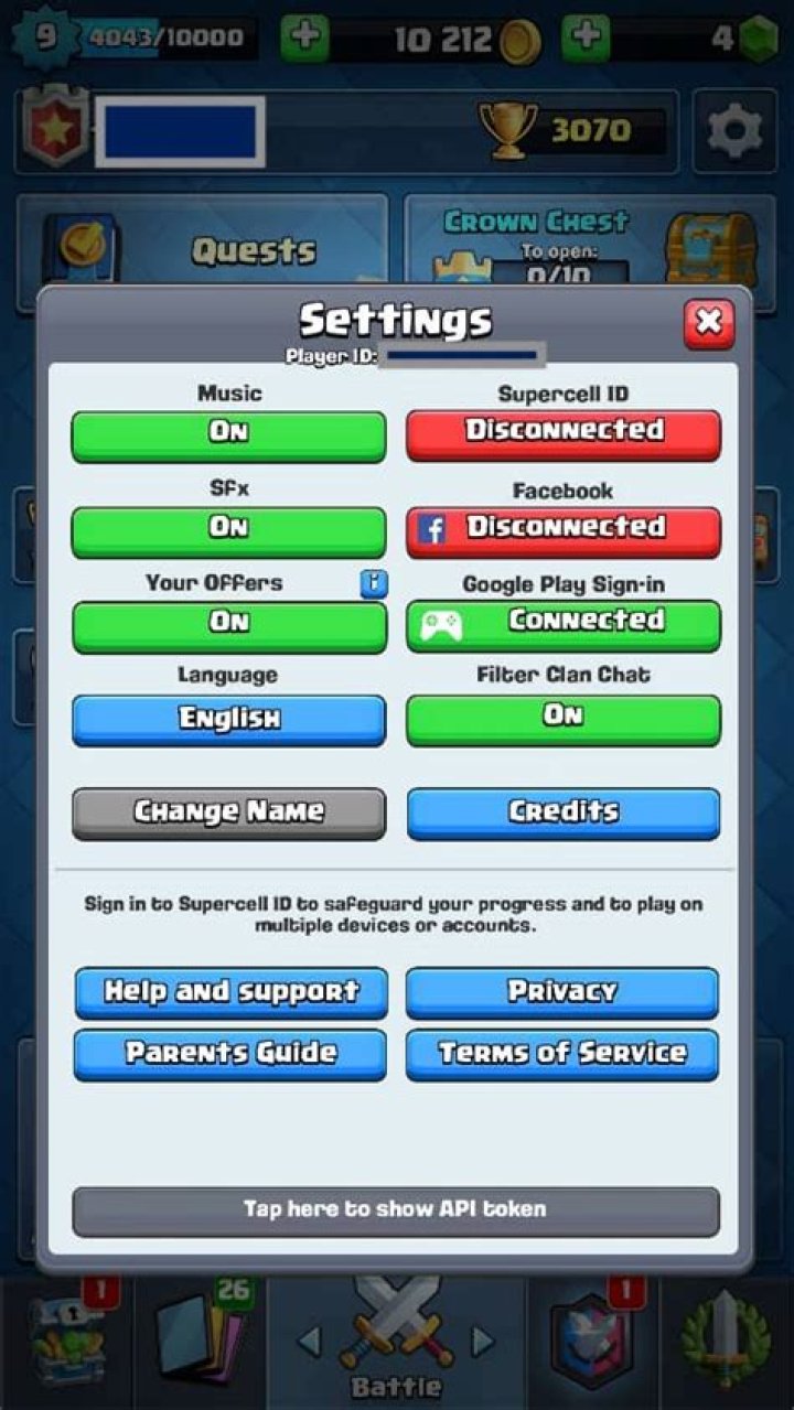 Problem in moving Clash Royale account from android to iOS