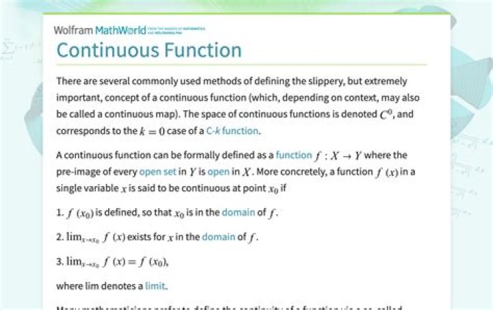 The definition of continuous function in topology