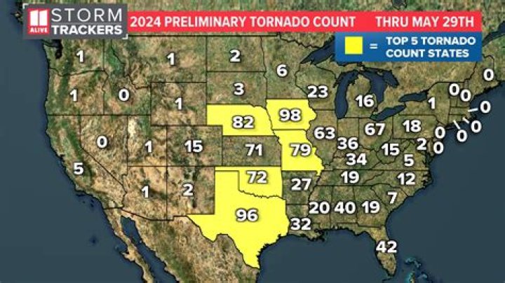 What does a tornado on the map mean?