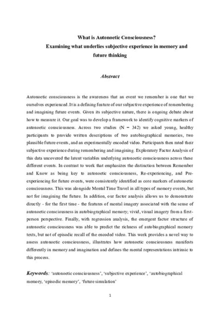 What is autonoetic consciousness?