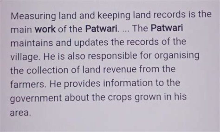 What is the work of patwari?