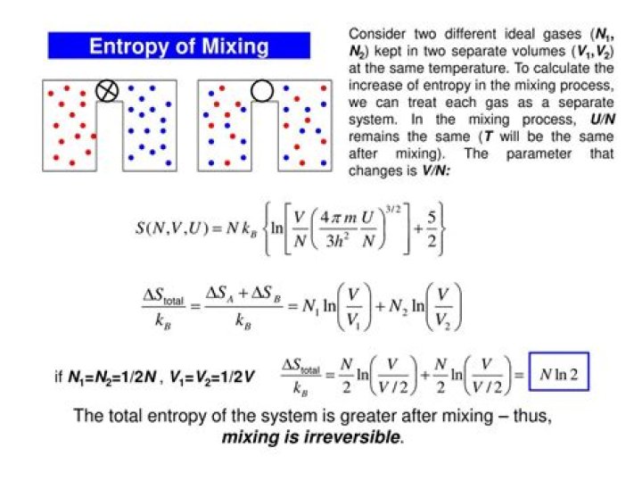 When two gases are mixed the entropy?