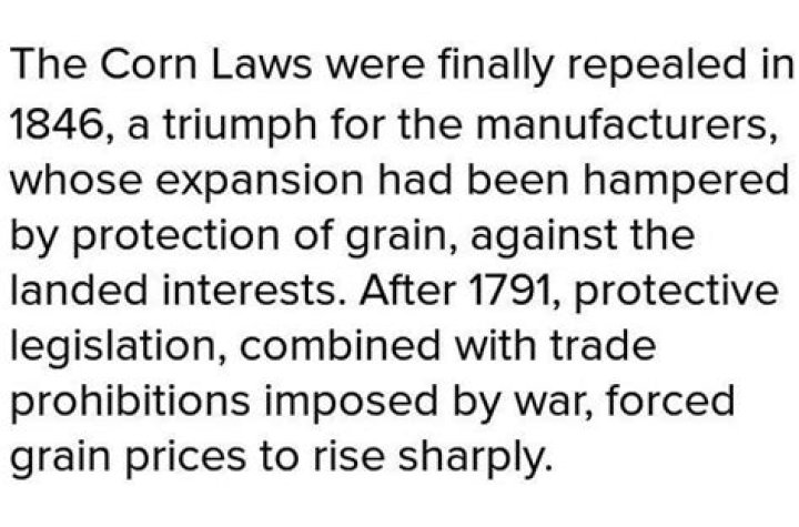 When was corn law passed in britain?