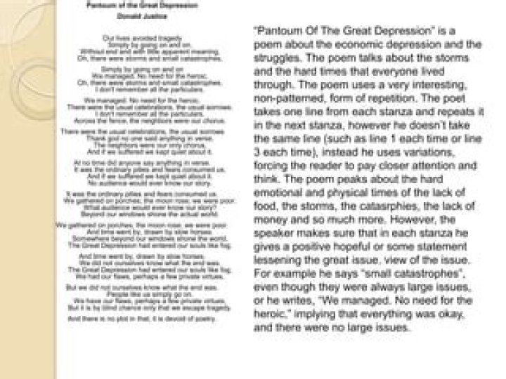 When was pantoum of the great depression written?
