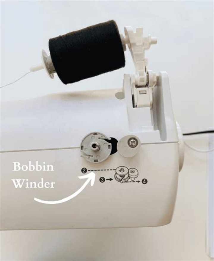 Where is the bobbin winder on a sewing machine?