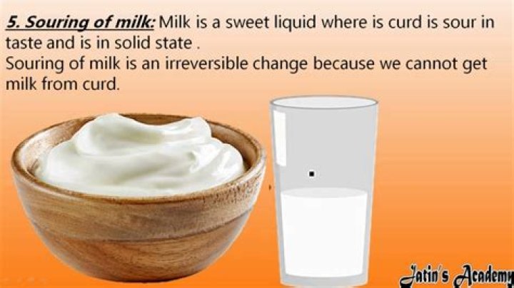 Which change is souring of milk?
