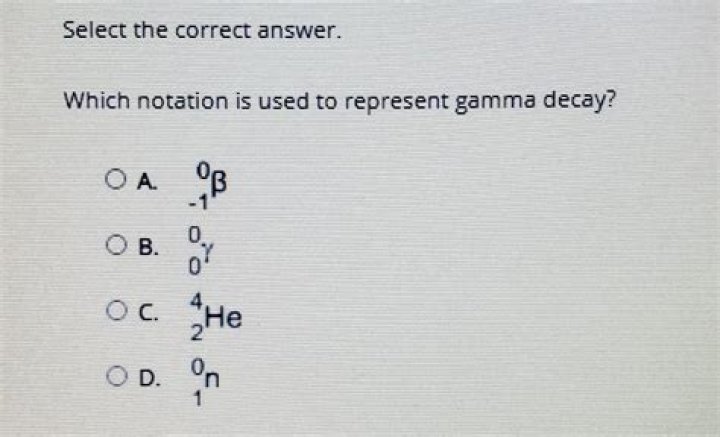 Which notation is used to represent gamma decay?