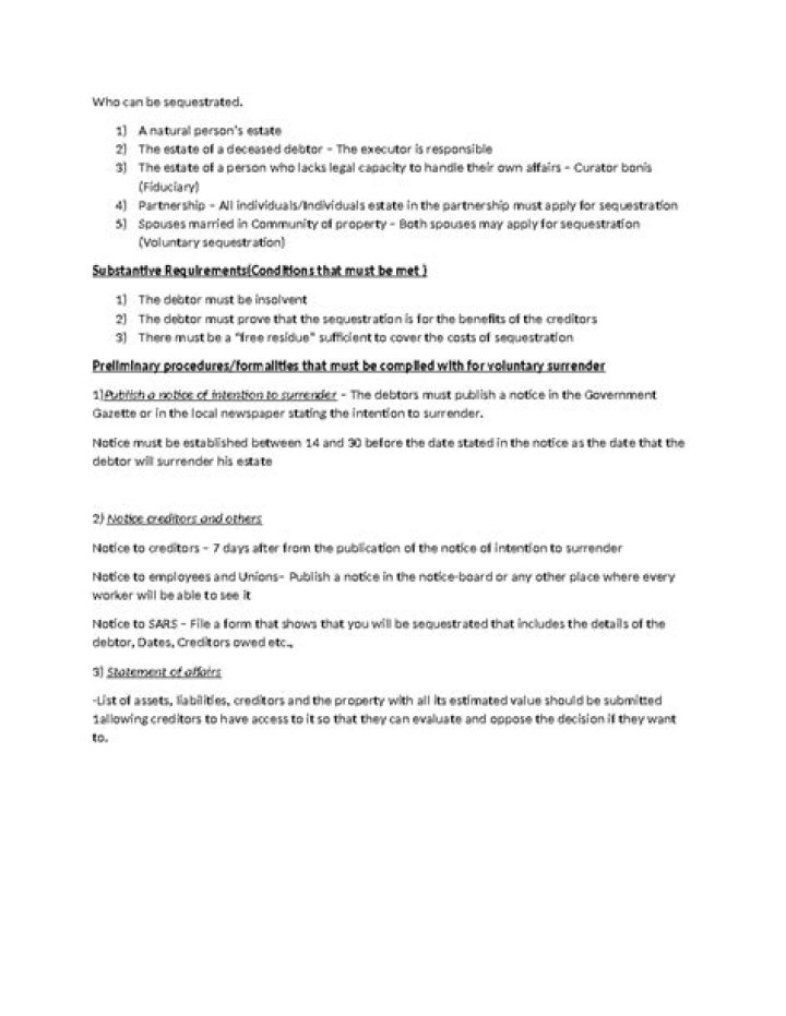 Who can be sequestrated?