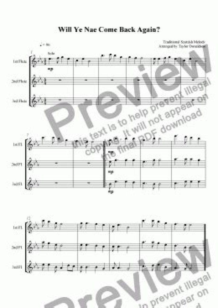 Will ye nae come back again?