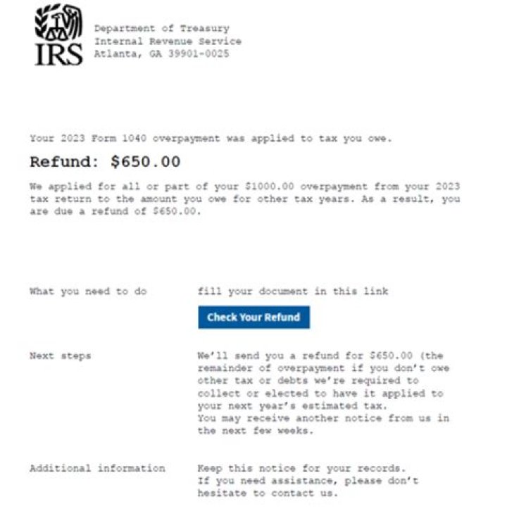 Would tax refund email me?